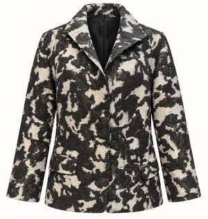 Lafayette 148 Black and White Textured Wool Blend Abstract  Blazer Jacket